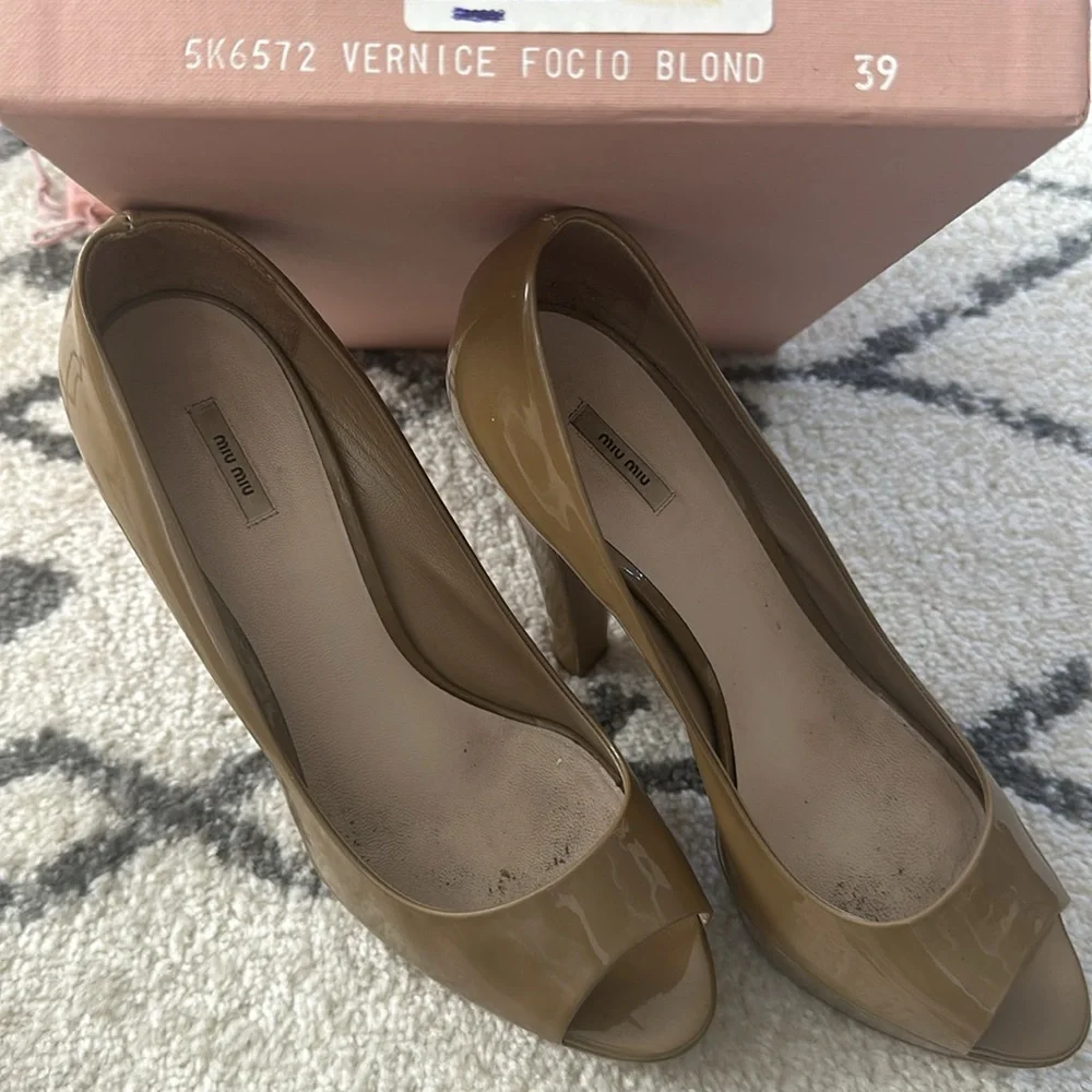 Miu Miu Platform Patent Leather Pumps